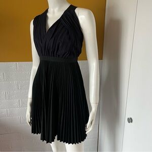 Proenza Schouler Pleated Short Dress Wool Sleeveless Blue Black size 2